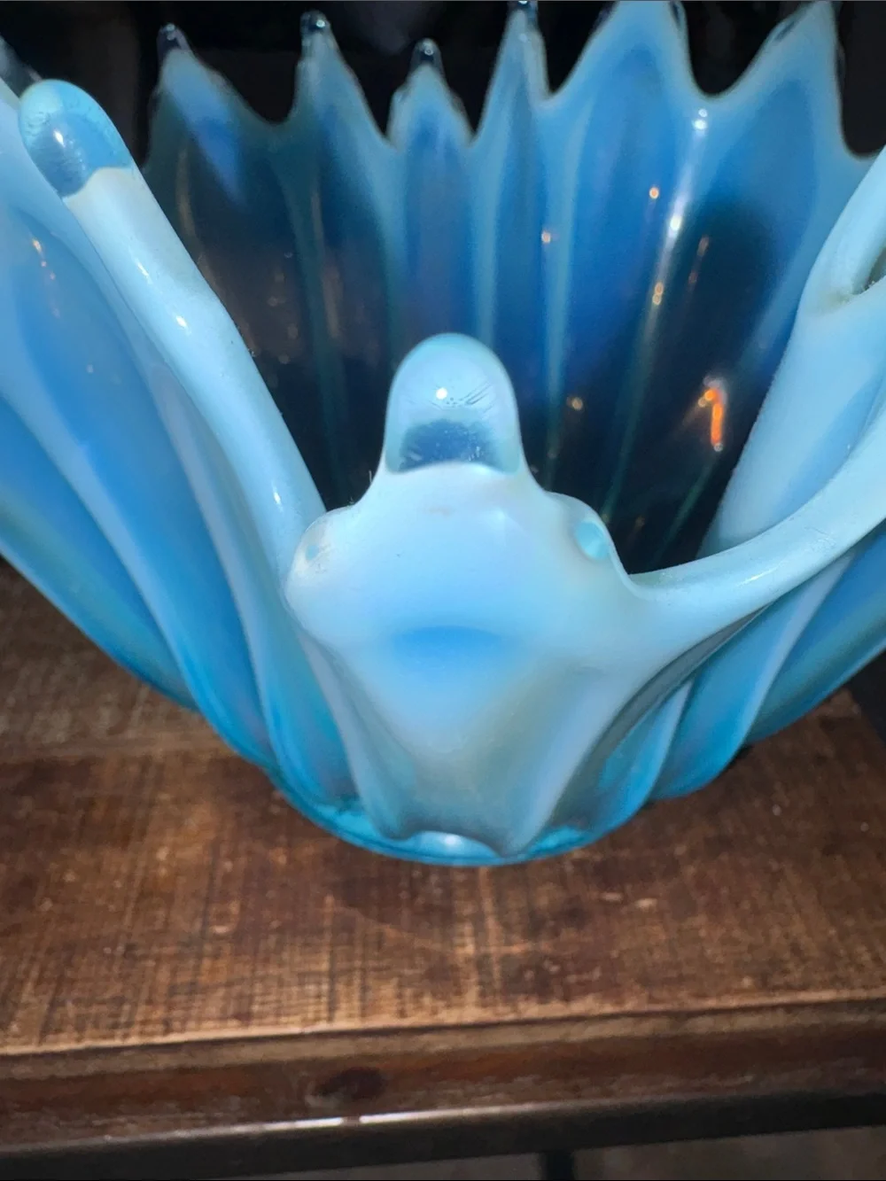 Vintage Stunning Fostaria Art Glass Blue Aqua Decorative Bowl - Home Accents